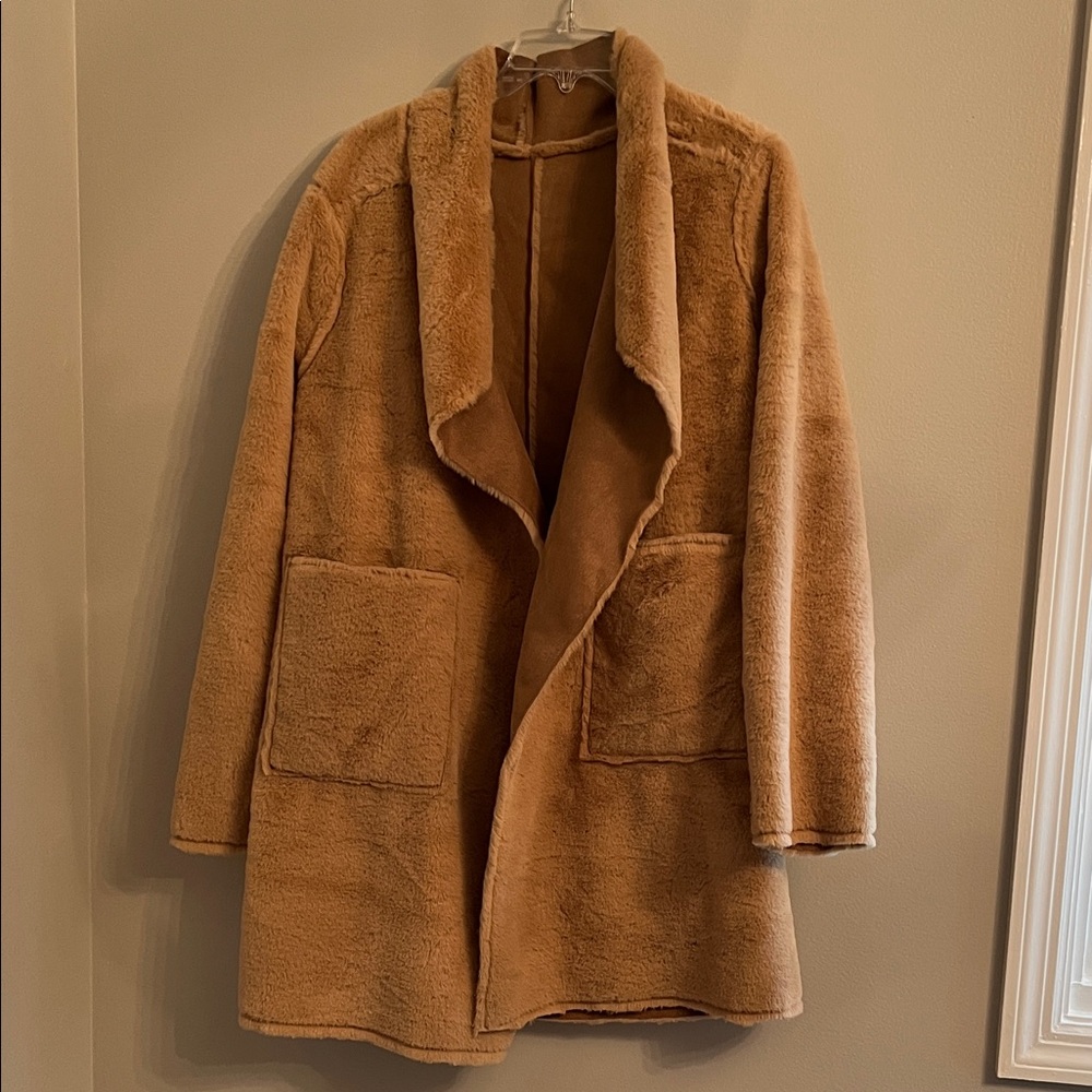 Altar’d State Tan Sherpa Reversible Faux Suede Jacket Size Large - Picture 8 of 16